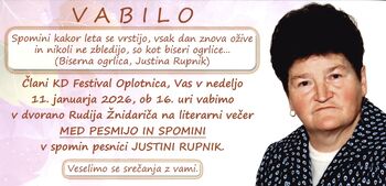 LITERARNI VEČER: MED PESMIJO IN SPOMINI