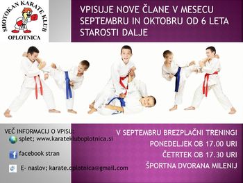 SHOTOKAN KARATE KLUB OPLOTNICA VPISUJE NOVE ČLANE