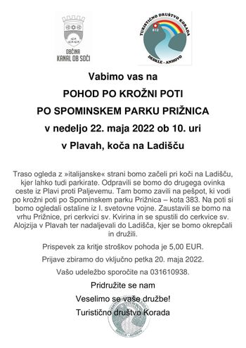 POHOD PO KROŽNI POTI PO SPOMINSKEM PARKU PRIŽNICA