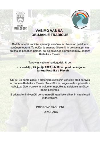 OBUJANJE TRADICIJE SPLETANJA VENČKOV SV. IVANA