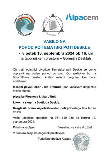 Tretja obletnica Tematske poti Deskle