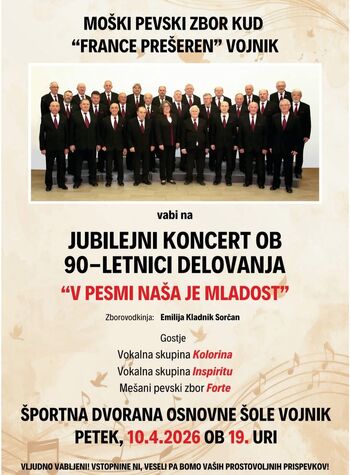 Koncert ob 90-letnici Moškega pevskega zbora, KUD France Prešeren Vojnik