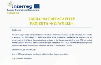 VABILO NA PREDSTAVITEV PROJEKTA "NETWORLD"