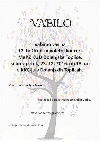 17. božično-novoletni koncert Mešanega pevskega zbora KUD Dolenjske Toplice
