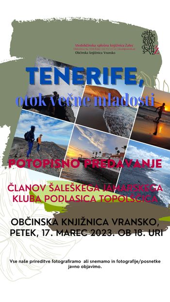 Potopisno predavanje TENERIFE v Občinski knjižnici Vransko!