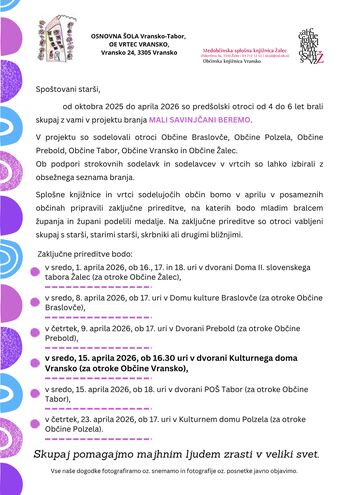 Zaključna prireditev MALI SAVINJČANI BEREMO 2025/26