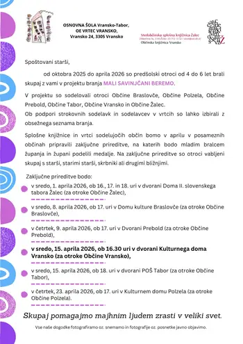 Zaključna prireditev MALI SAVINJČANI BEREMO 2025/26