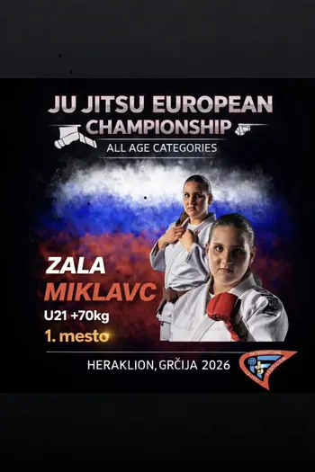 Izjemen dosežek na Evropskem prvenstvu v ju-jitsu v Grčiji: Zala Miklavc osvojila naslov evropske prvakinje