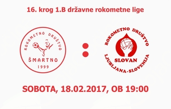Rokometna tekma proti RD Slovan (1.B DRL - 16.krog)