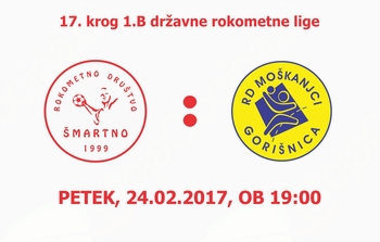 Rokometna tekma proti RD Moškanjci-Gorišnica (1.B DRL - 17.krog)