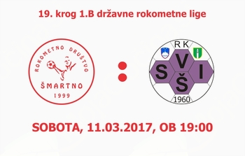 Rokometna tekma proti RK SVIŠ Ivančna Gorica (1.B DRL - 19.krog)