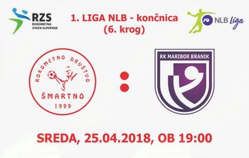 Rokometna tekma proti RK Maribor Branik (1. LIGA NLB - 6. krog končnice)
