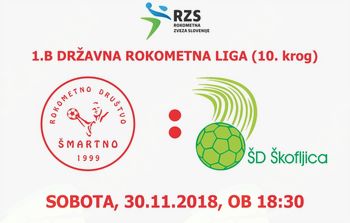 Rokometna tekma proti ŠD ŠKOFLJICA PEKARNA PEČJAK (1.B DRL - 10. krog)