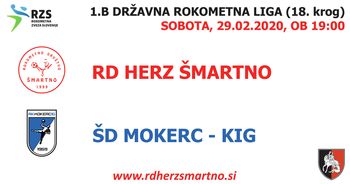 Rokometna tekma proti ŠD MOKERC KIG (1.B DRL - 18. krog)