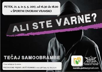ALI STE VARNE? TEČAJ SAMOOBRAMBE NA VRANSKEM