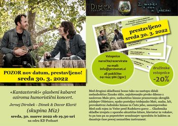 Koncert prestavljen na sredo, 30. 3. 2022, ob isti uri