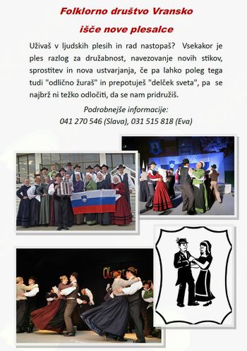 FOLKLORNO DRUŠTVO VRANSKO VABI V SVOJE VRSTE FOLKLORNO DRUŠTVO VRANSKO VABI V SVOJE VRSTE