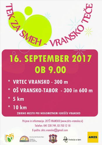 TEK ZA SMEH - VRANSKO TEČE, 16. september 2017 ob 9.00