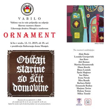 Odprtje likovne razstave članov Likovnega društva Mengeš z naslovom ORNAMENT