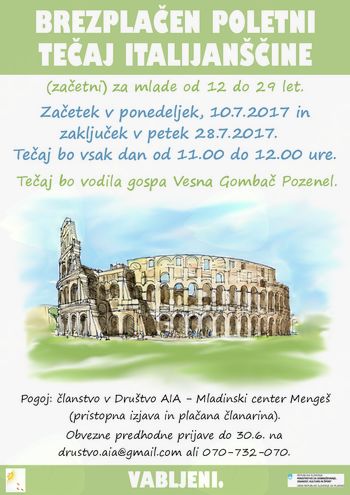 Brezplačen poletni tečaj italjanščine