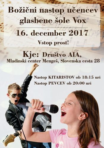Božični nastop učencev glasbene šole Vox