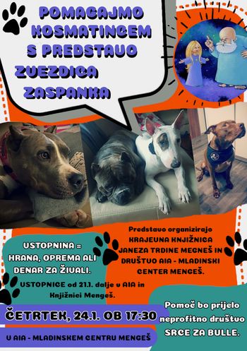 Pomagajmo kosmatincem s predstavo Zvezdico zaspanko