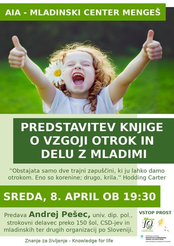 Predstavitev knjige o vzgoji otrok in delu z mladimi, A. Pešec/ODPOVEDANO