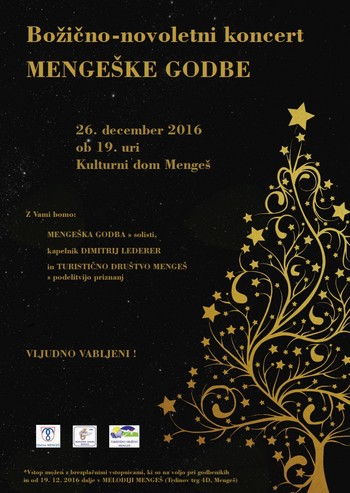 Božično-novoletni koncert MENGEŠKE GODBE in podelitev turističnih priznanj