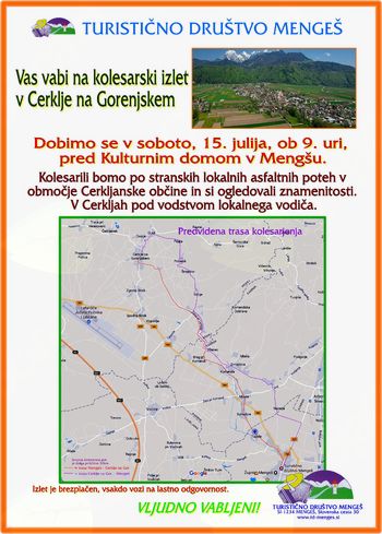 Kolesarski izlet v Cerklje na Gorenjskem