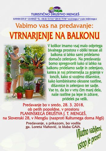 Predavanje: VRTNARJENJE NA BALKONU