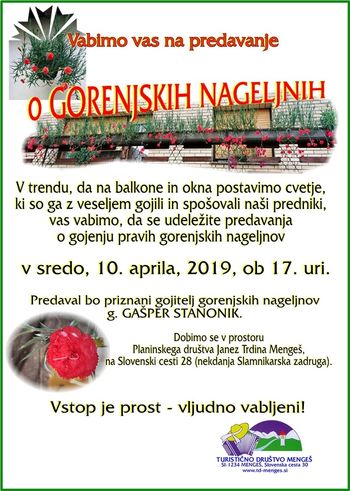 Predavanje o gorenskih nageljnih