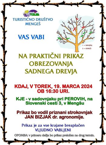 Prikaz obrezovanja sadnega drevja