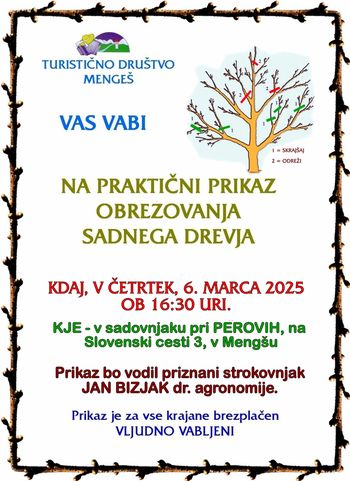 PRAKTIČNI PRIKAZ OBREZOVANJA SADNEGA DREVJA