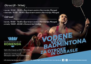 Badminton klub Komenda – vadbe za otroke in odrasle
