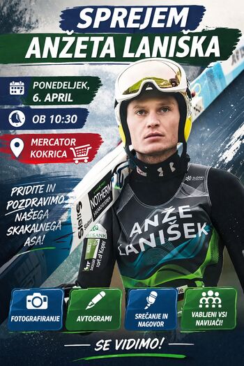 Sprejem Anžeta Laniška in Nike Vodan na Kokrici 