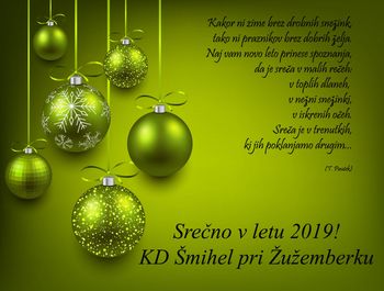 PRAZNIČNO VOŠČILO KULTURNEGA DRUŠTVA ŠMIHEL PRI ŽUŽEMBERKU