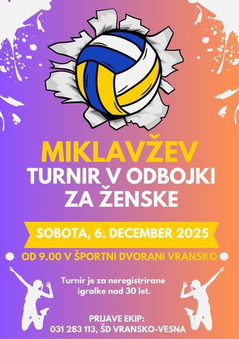 MIKLAVŽEV TURNIR V ODBOJKI ZA ŽENSKE