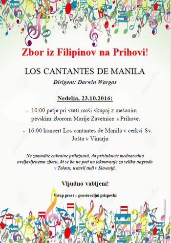 Koncert zbora Los Cantantes de Manila iz Filipinov.