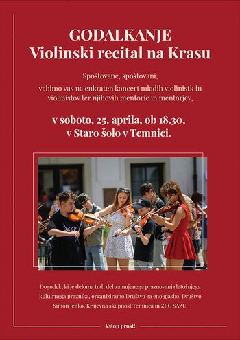 GODALKANJE – VIOLINSKI RECITAL NA KRASU