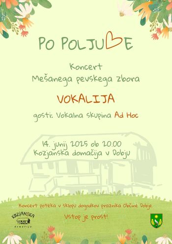 Vabilo na koncert mešanega pevskega zbora Vokalija