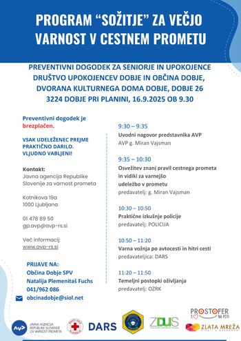 PROGRAM "SOŽITJE" ZA VEČJO VARNOST V CESTNEM PROMETU