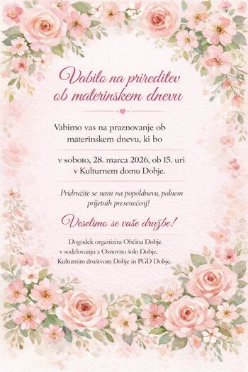 Vabilo na prireditev ob materinskem dnevu