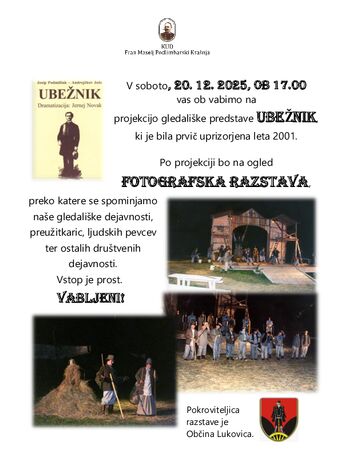 Projekcija gledališke predstave UBEŽNIK