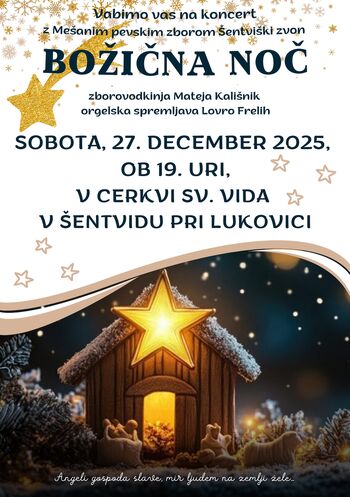 Koncert Mešani pevski zbpr Šentviški zvon  Božična noč 