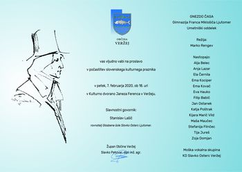 VABILO NA PROSLAVO V POČASTITEV SLOVENSKEGA KULTURNEGA PRAZNIKA 
