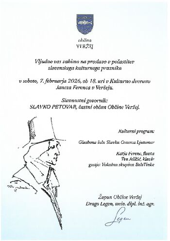 OBČINA VERŽEJ VAS VABI NA PROSLAVO V POČASTITEV SLOVENSKEGA KULTURNEGA PRAZNIKA 