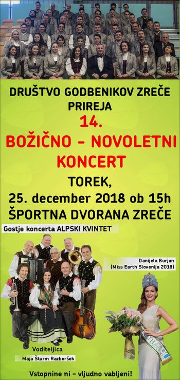 14. BOŽIČNO - NOVOLETNI KONCERT DRUŠTVA GODBENIKOV ZREČE