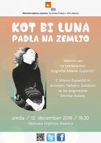 Predstavitev biografije Milene Zupančič: Kot bi luna padla na zemljo