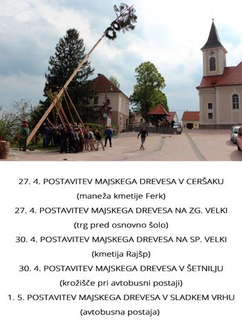 obvestilo o postavljanju majskih dreves. 