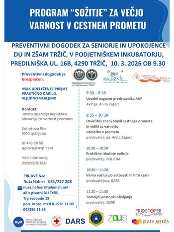 Program »SOŽITJE« za večjo varnost v cestnem prometu 